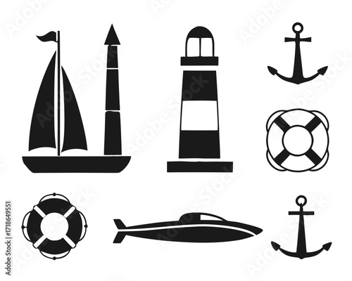 Nautical and Marine Icons Vector