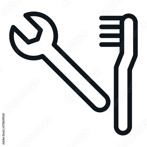 Dental Tools Line Icon of Orthodontics Icon Set