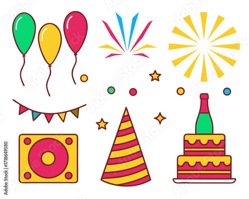 Birthday and Celebration Icons Vector