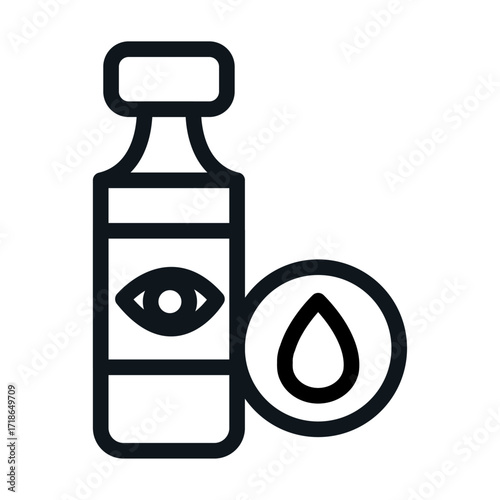 Eye Drops Line Icon of Optometry & Eye Health Icon Set