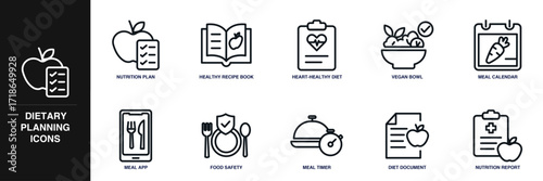 Dietary Planning Line Icon Set