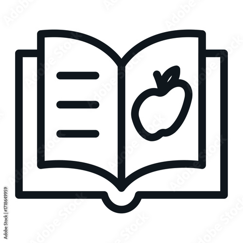 Healthy Recipe Book Line Icon of Dietary Planning Icon Set