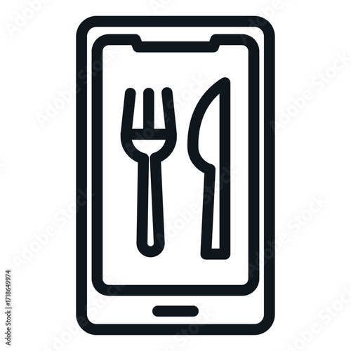 Meal App Line Icon of Dietary Planning Icon Set