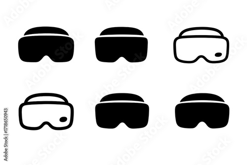 AR Logo Variations. Augmented Reality. Set Logo of Augmented Reality: AR headset. harmonious logo variations of the same emblematic concept, each