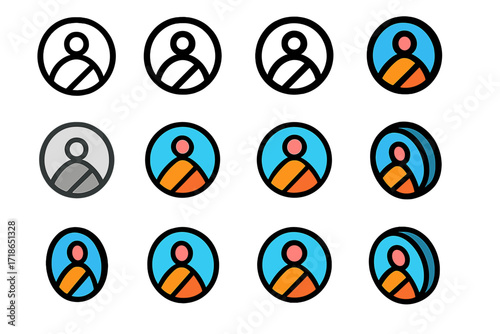Diverse Logo Styles. Set Logo of Boundaries & Trust: Safe Space Circle. Logo set in vector style, emblematic variations. line, bold thick line, solid black