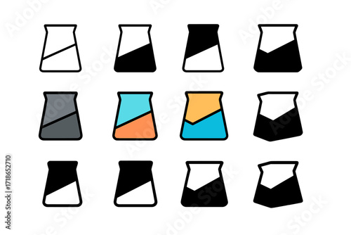 Equilibrium Logo Variations. Set Logo of equilibrium in scientific experiment: Equal vapor-liquid phase diagram. Logo set in vector style, emblematic
