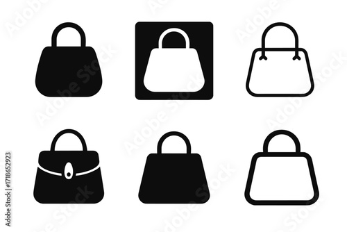 Diverse Fashion Logos. Fashion. Set Logo of Fashion: Handbag. harmonious logo variations of the same emblematic concept, each with different artistic
