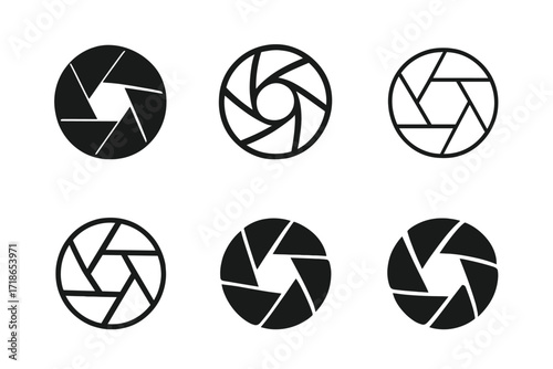 Harmonious Camera Logos. Photography. Set Logo of Photography: Camera shutter. harmonious logo variations of the same emblematic concept, each with different