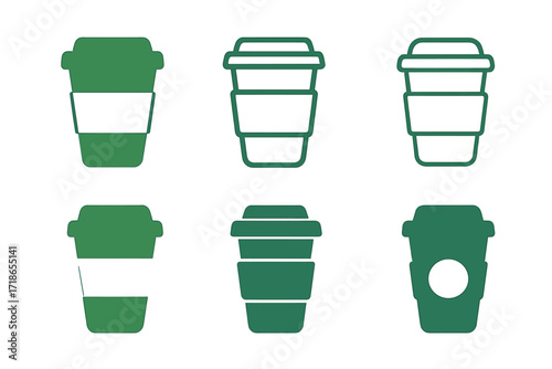 Plastic-Free Lifestyle Logos. Plastic-free lifestyle. Set Logo of Plastic-free lifestyle: reusable coffee cup. harmonious logo variations of the same