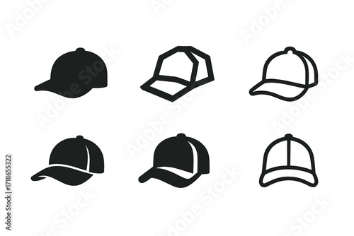 Streetwear Logo Variations. Streetwear. Set Logo of Streetwear: Baseball cap. harmonious logo variations of the same emblematic concept, each with different