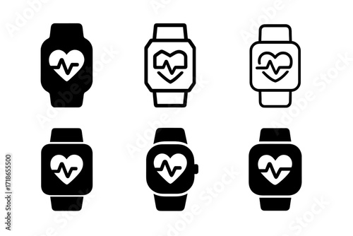 Healthcare Logo Variations. Healthcare. Set Logo of Healthcare: Health monitoring watch. harmonious logo variations of the same emblematic concept, each with