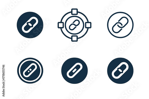 Blockchain Logo Variations. Blockchain. Set Logo of Blockchain: Crypto coin. harmonious logo variations of the same emblematic concept, each with different