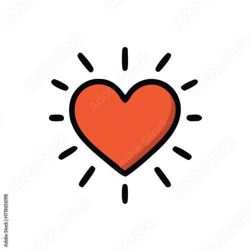 Unconditional love radiates from this cute red heart shape sparkles illustration vector.
