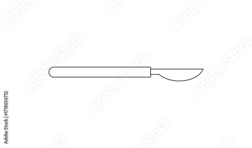 Simple line drawing of a surgical scalpel on a white background