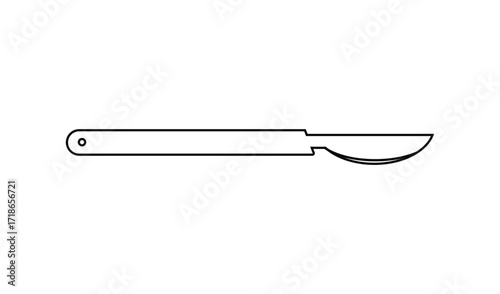 Simple outline drawing of a surgical scalpel on white background