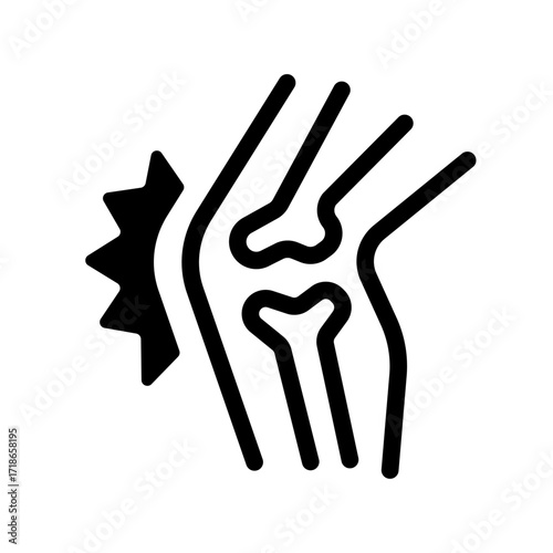 Knee Pain Line Icon of Pain Management Icon Set