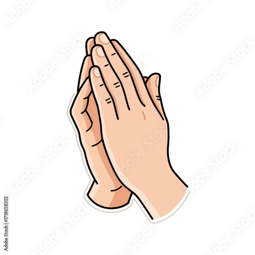 Clipart Illustration of Praying Hands in a Simple Style, Suitable for Religious, Spiritual, or Hopeful Themed Designs and Presentations.
