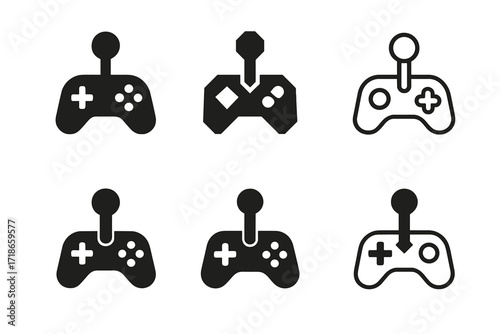 Harmonious Gaming Logos. Gaming. Set Logo of Gaming: Console joystick. harmonious logo variations of the same emblematic concept, each with different artistic