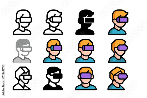 Digital Art Logo Collection. Set Logo of Digital Art Collectibles and NFTs: Metaverse avatar. Logo set in vector style, emblematic