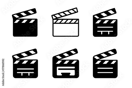 Film Industry Logos. Film Industry. Set Logo of Film Industry: Clapperboard. harmonious logo variations of the same emblematic concept, each with different