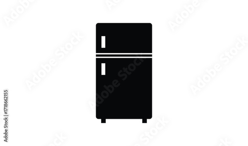 Simple black silhouette of a classic two door refrigerator
