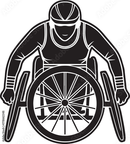 Wheelchair Racer Silhouette Front View racing athlete