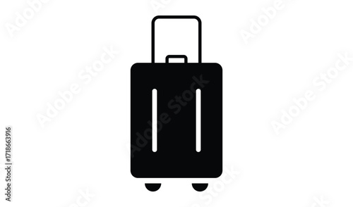 Black silhouette of a rolling suitcase with a telescopic handle
