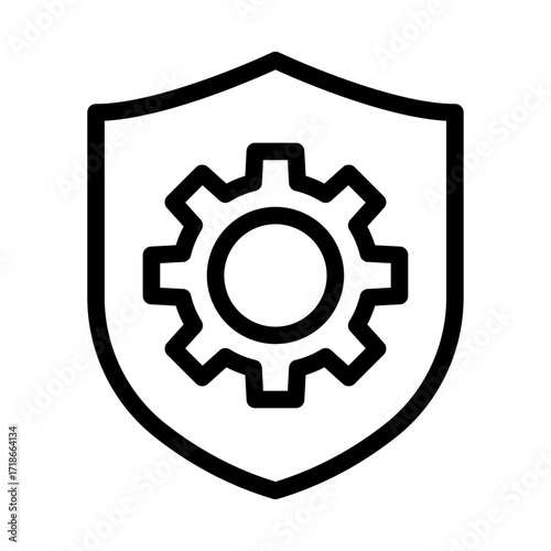 Shield with Gear Line Icon of Crisis Intervention Icon Set