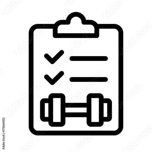 Workout Checklist Line Icon of Gym Memberships Icon Set