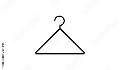 Minimalist black wire clothes hanger on a white background