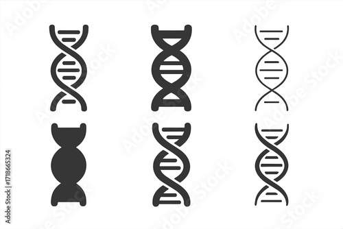 Genetics Logo Variations. Genetics. Set Logo of Genetics: DNA ladder. harmonious logo variations of the same emblematic concept, each with different artistic