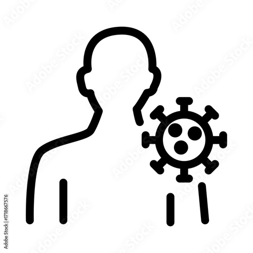 Person with Virus Line Icon of Immunology Icon Set