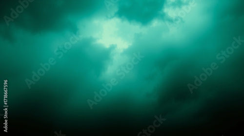 Wallpaper Mural Dramatic weather scene, eerie atmosphere, grainy green gradient abstract background with noise, distinct split composition, dark tones, stormy skies, high tension. Torontodigital.ca
