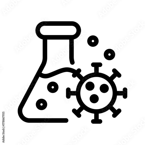 Lab Flask with Virus Line Icon of Epidemiology Icon Set