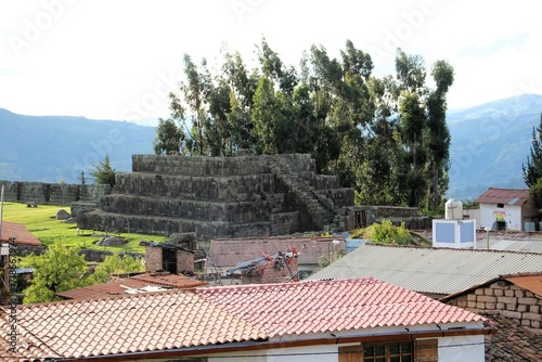 Pre-Columbian Inca ruins at Vilcas Huaman Archaeological Complex in Ayacucho, Peru.