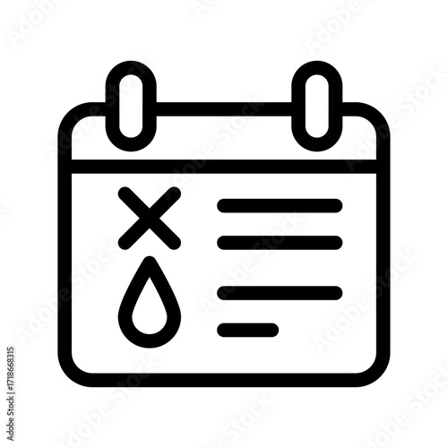 Menstrual Calendar with Drop Line Icon of Reproductive Health Icon Set