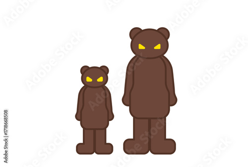 怒っているクマの親子のイラスト