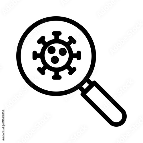 Virus Detection Magnifying Glass Line Icon of Sexual Health Icon Set