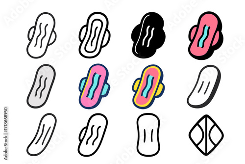 Feminine Product Logos. Set Logo of Feminine Hygiene Products and Practices: Panty Liner. Logo set in vector style, emblematic variations. line, bold thick