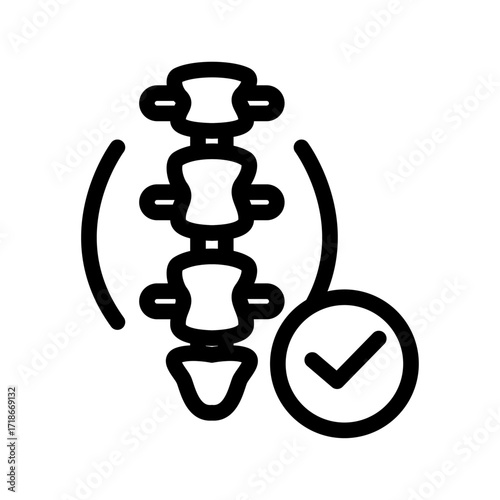 Spine Alignment Approved Line Icon of Chiropractic Icon Set