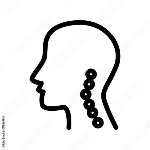 Neck Spine Profile Line Icon of Chiropractic Icon Set