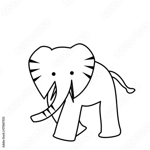 かわいいゾウの線画イラスト