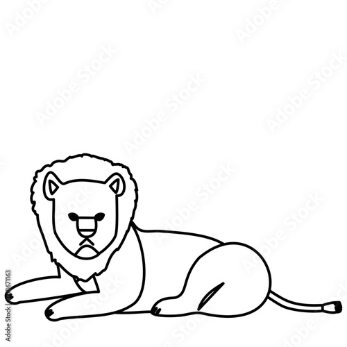 座っているライオンの線画イラスト