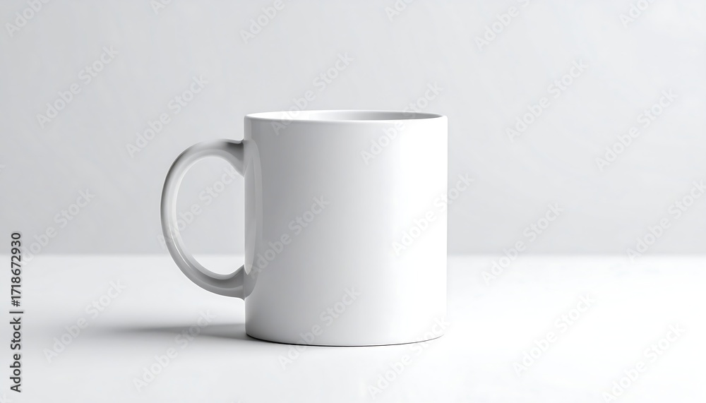 Fototapeta premium Empty white mug on a white surface