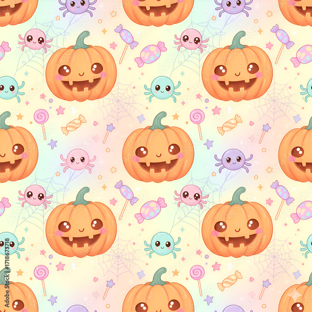 Fototapeta premium Cute Jack o lantern pumpkin pattern
