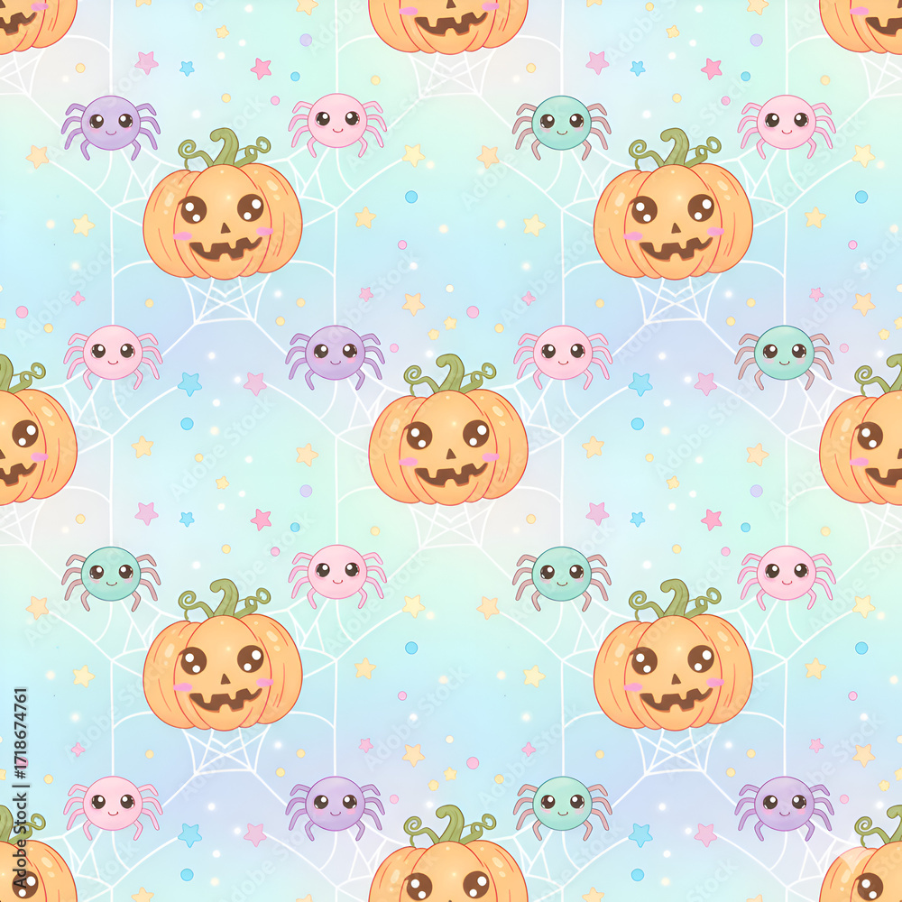 Fototapeta premium Cute Jack o lantern pumpkin pattern