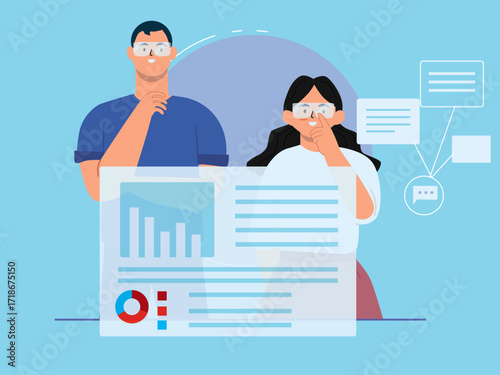 Brother and sister are having virtual reality VR with metaverse technology analysis graphic hologram. Technology illustration. Flat vector illustration concept.