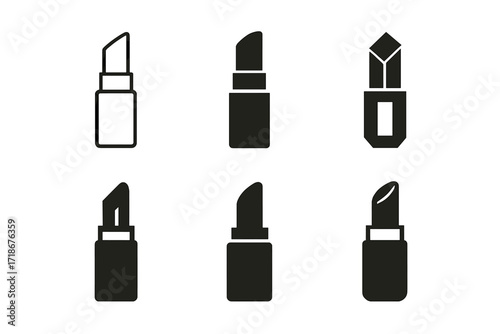 Cosmetic Logo Variations. Cosmetics. Set Logo of Cosmetics: Lipstick. harmonious logo variations of the same emblematic concept, each with different artistic