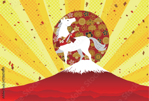 午　年賀状　干支　背景