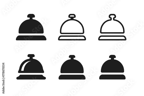 Hotel Logo Variations. Hotels. Set Logo of Hotels: Reception bell. harmonious logo variations of the same emblematic concept, each with different artistic